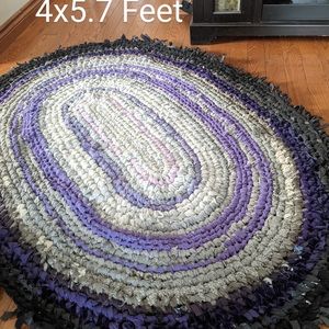 Handmade, upcycled fabric rug.